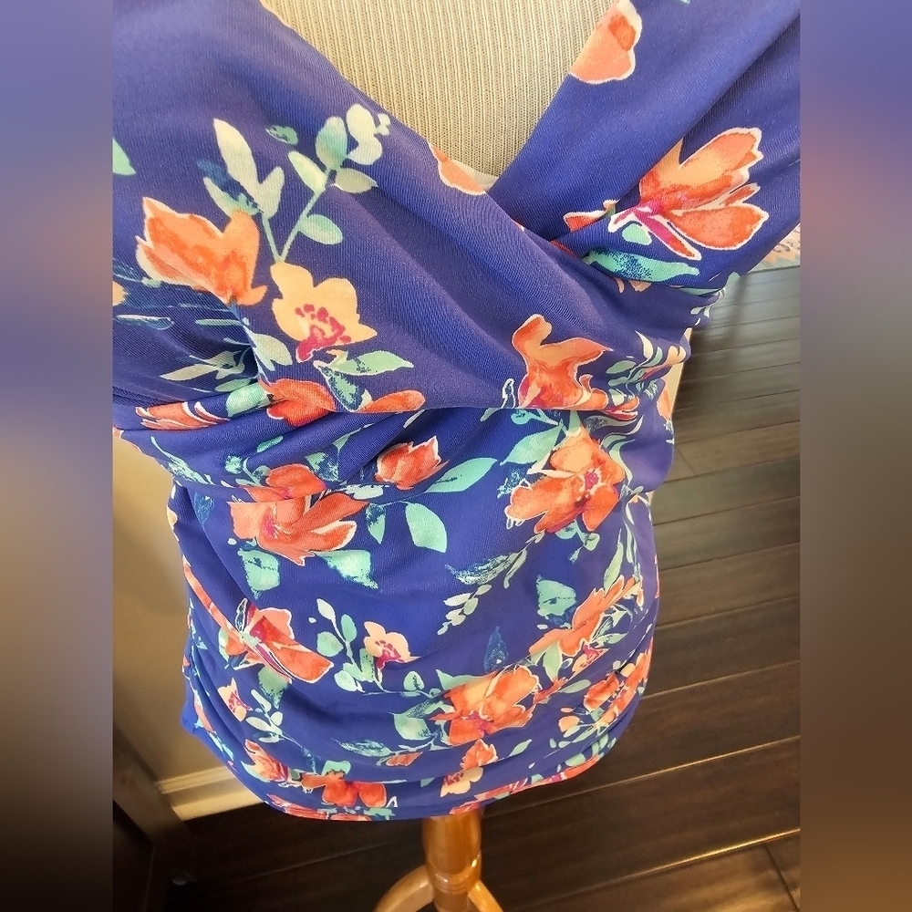 Lands’ End Women's Size 4 Swim Tank Blue Floral Tankini Swim Top Adjustable - Picture 5 of 10